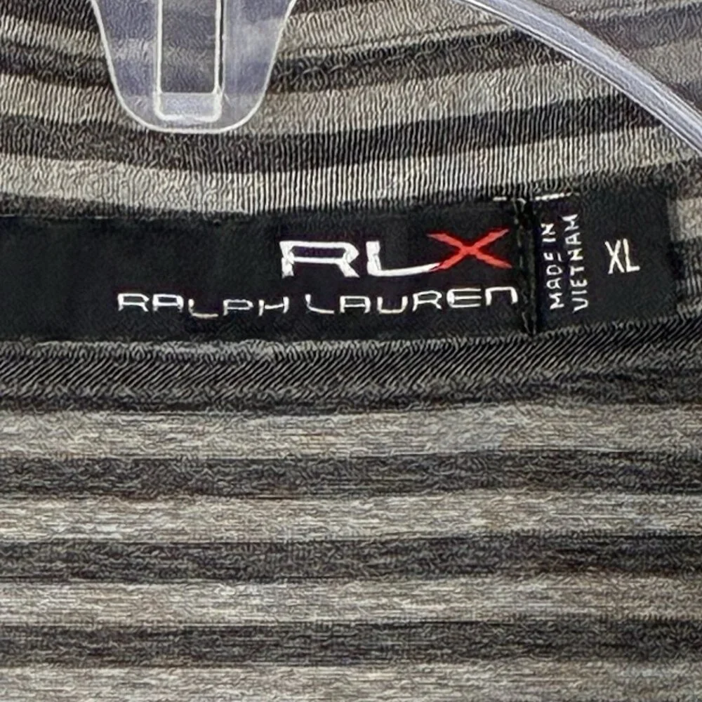 RLX Golf Polo men’s XL Ralph Lauren Gray Striped‎ Short Sleeve Moisture Wicking
